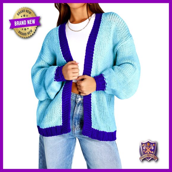 Sweaters - Oversized Chunky Knit Cardigan, Open Front Long Coatigan, Fall Winter Sweater